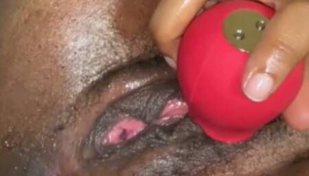 Big titty ebony BBW plays with toys while squirting and shaking orgasm