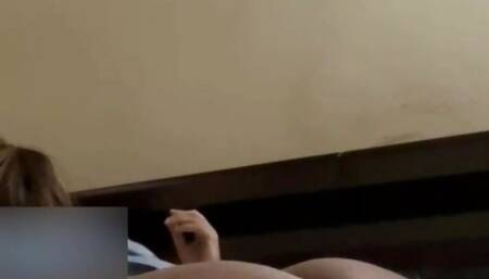 View from behind while she is sucking cock