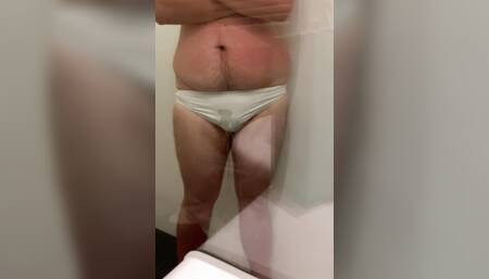 Pissed in the white bikini pants of the neighbor on vacation