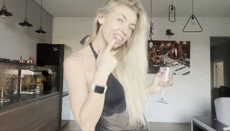 Sexy blonde is teasing you (fing nail)