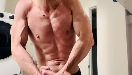 Close up striated muscle flexing with ab punching HD