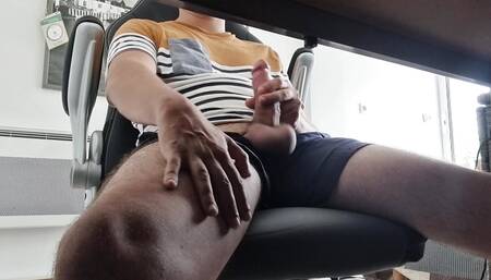 Daddy jerk off under the desk at work