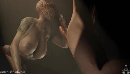 Nurse from Silent Hill With Her Perfect Tits Out Sucks a Big Cock