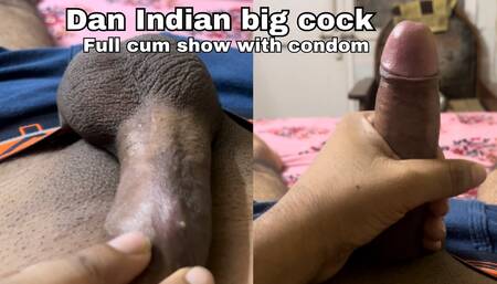 Full cum show with Condom Dan Indian