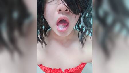 Beginner asian sissy slave train and eat own cum