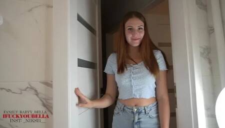 Stepsister sucks well, cum on her tits while her parents aren't home! Bella C...