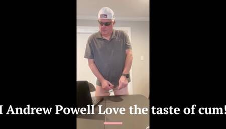 Andrew Powell eats his own cum!