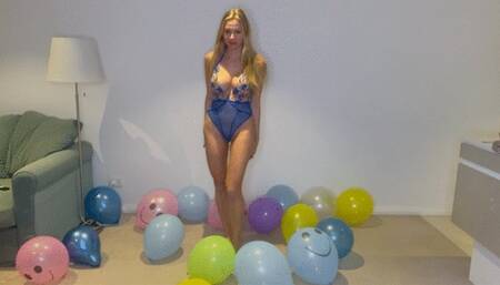 Mass balloon popping barefoot stomp