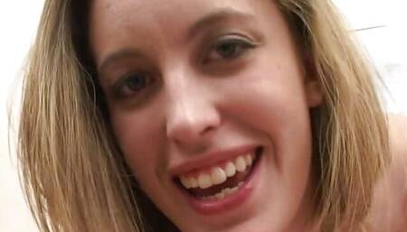Amazing brunette gets fingered and gives nice head