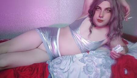 SMOKING Sexy MERMAID Femboy Sexy Room Hot Blonde Cute Crossdresser Striptease White Body Hot Thighs Little Cock