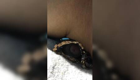 cumshot on wristwatch, watch and gold fetish.