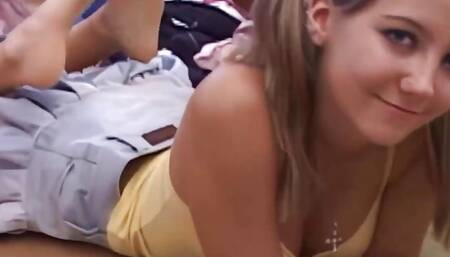 Small Boobed College Cutie Andi Pink Rubs Her Pussy While Looking at Magazine