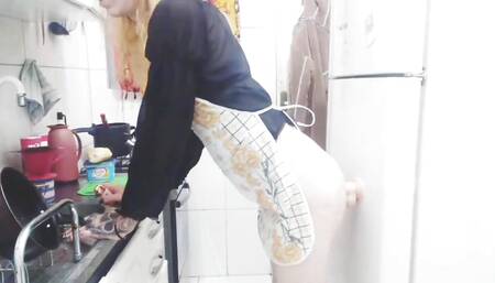 Sissy Aniya - Shemale Housewife Fucking the Dildo While Washing Dishes