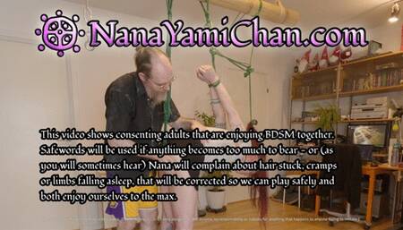 Girl in tip toe crotch rope predicament bondage and spanked