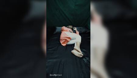 I wore my stepsister's clothes while I was home alone and had fun with myself. White leggings desi