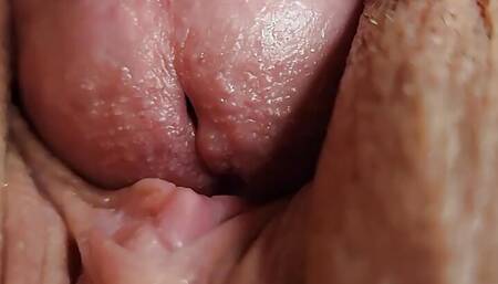 Closeup Sensual Handjob and Close-up pussy fuck fetish. Creampied pussy
