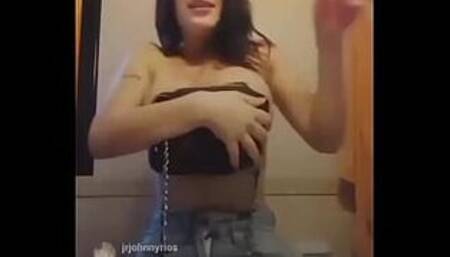 Showing her boobs in an insta live