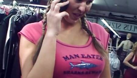 Stepmother and Stepdaughter Get Busy in the Sexy Store with Employee