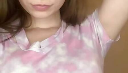 Petite girl showing off her toned body