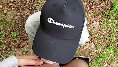 Twink step brother sucking my big cock in the forest and let cum on his cute face