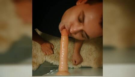 A Young Guy Fucks Himself Hard in the Throat and Ass with a Dildo