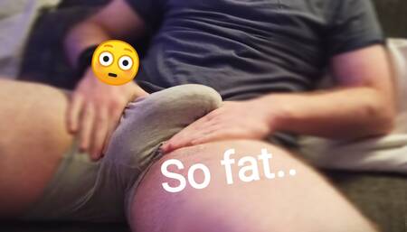 Daddy strokes his fat cock looking at your nudes