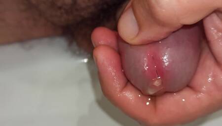 Close up Pissing and Playing with Peehole
