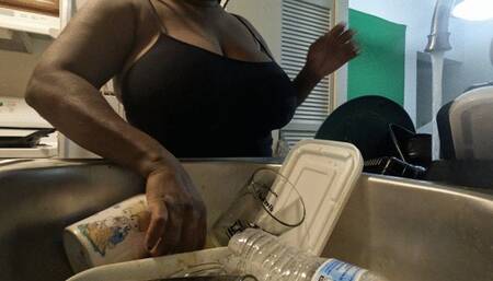 Tiny human watches giantess clean POV 4k