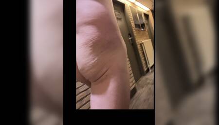 Risky naked hotel walk