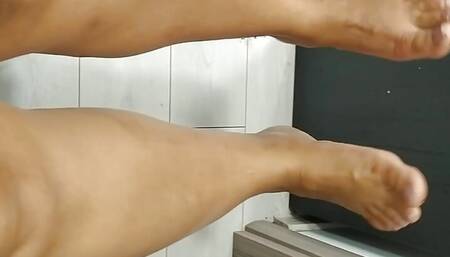 Sexy Mom Nikita Puts Cream On Her Hot Feet In A Cosmetics Shop