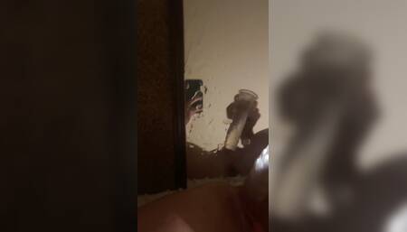 huge dildo makes me squirt all over my mirror