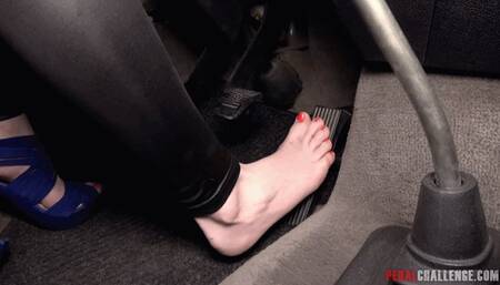 Pedal Challenge - Sarah Kay revving engine of an old VW VAN (MOBILE)