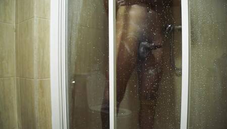 Handjob While Taking Shower
