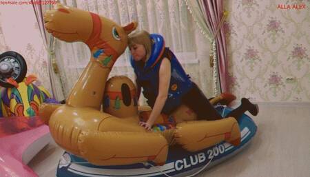 Alla hotly rubs and fucks an inflatable motorcycle and an inflatable camel!!!