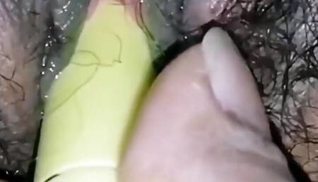 Asian wife is happy with her husband's dick and vibrator.