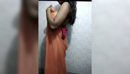 Indian Bhabhi is Nude bath in bathroom with Dirty talking
