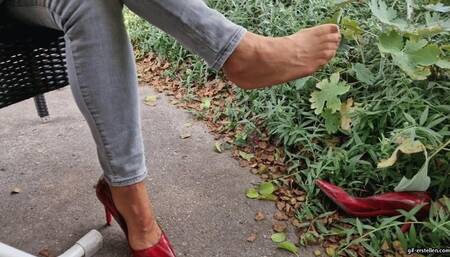 Shoe stealing in the street restaurant and orange in the shoe HD wmv 1920x1080