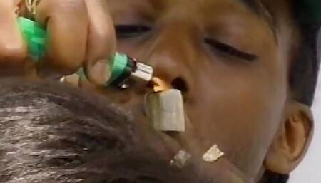 Babe gets cum on tits and gives BJ before getting pussy rammed with black cock