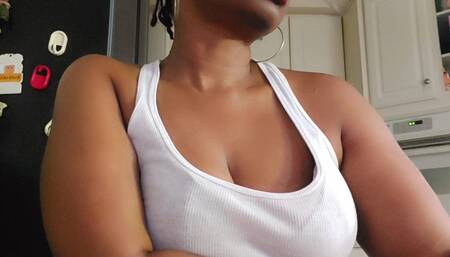 LadyWithTheWhips smokes at the kitchen table