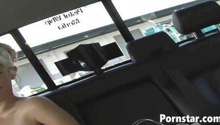 Petite Kissy Kapri sucks stud's huge boner