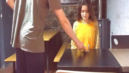 Submissive Girl Eats Food with Semen and She Loves It