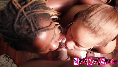 Poizon Ivy and a sexy ebony teen shares Don Whoe 's dick