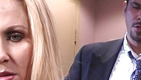 Passionate Blonde Makes Out with Her Boss and Has Sex on His Couch