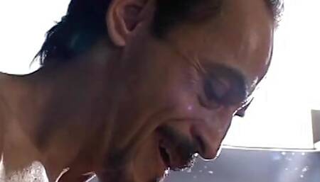 Young blonde gets four hard cocks in her holes