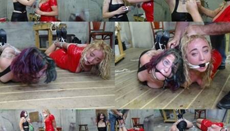 British blonde & German goth girlfriends hogtied together (MP4 SD 35000kbps)