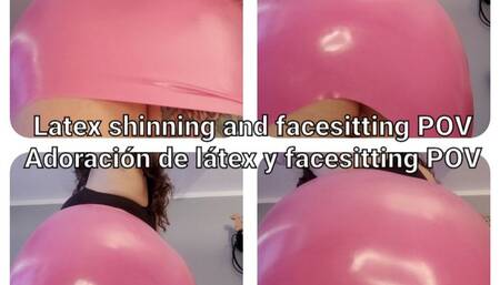 Latex worshipping, shinning and facesitting POV