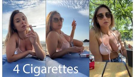 Travel to Odessa - 4 morning cigarettes in a swimsuit on a deserted beach (video 4)