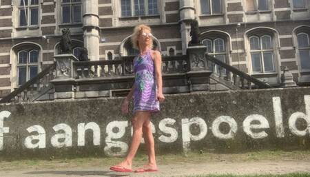 Thong flash in purple dress