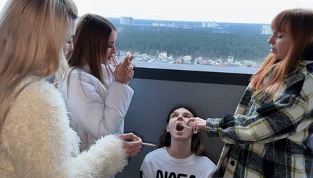 Sadistic Humiliation Of Human Ashtray With Spit And Ashes - Public Lezdom Party (WMV HD 720p)