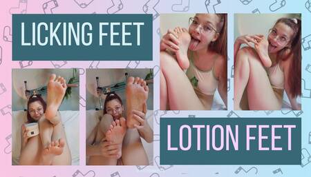 Lotion and licking my feet